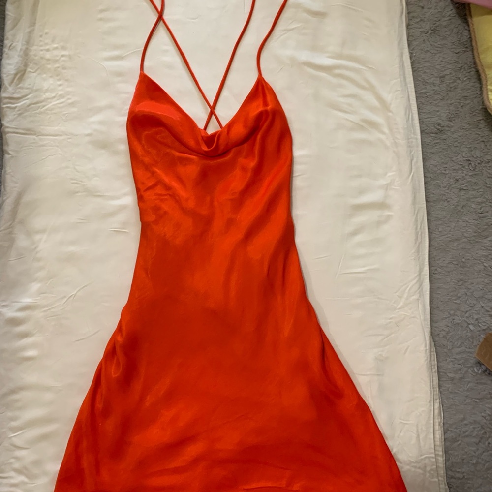 Zara Orange Silk Dress